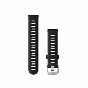 Schnellwechsel-Armband 18mm Silikon schwarz mit silbernen Edelstahlteilen