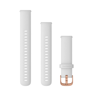 Schnellwechsel-Armband 18mm Silikon Weiss Edelstahlteile in Roségold