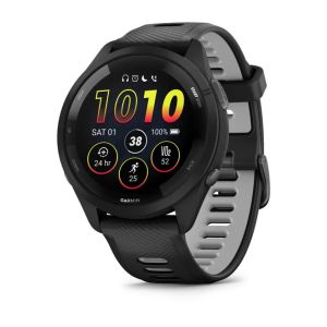 Forerunner 265 GPS-Smartwatch Sportuhr Schwarz mit Schnellwechsel-Silikon-Armband 22 mm Schwarz/Hellgrau