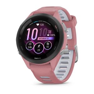 Forerunner 265S GPS-Smartwatch Sportuhr Altrosa/Schwarz mit Schnellwechsel- Silikon-Armband 18 mm Altrosa/Steinweiss