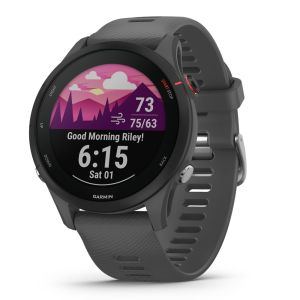 Forerunner 255 GPS-Smartwatch Laufuhr Schiefergrau mit Schnellwechsel Silikon Armband 22 mm
