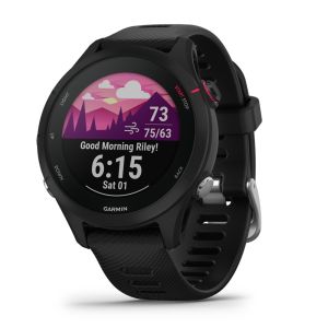 Forerunner 255S Music GPS-Smartwatch Laufuhr Schwarz mit Schnellwechsel Silikon Armband 18 mm