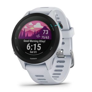 Forerunner 255S Music GPS-Smartwatch Laufuhr Steinweiss mit Schnellwechsel Silikon Armband 18 mm