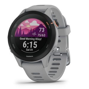 Forerunner 255S GPS-Smartwatch Laufuhr Hellgrau mit Schnellwechsel-Silikon-Armband 18 mm